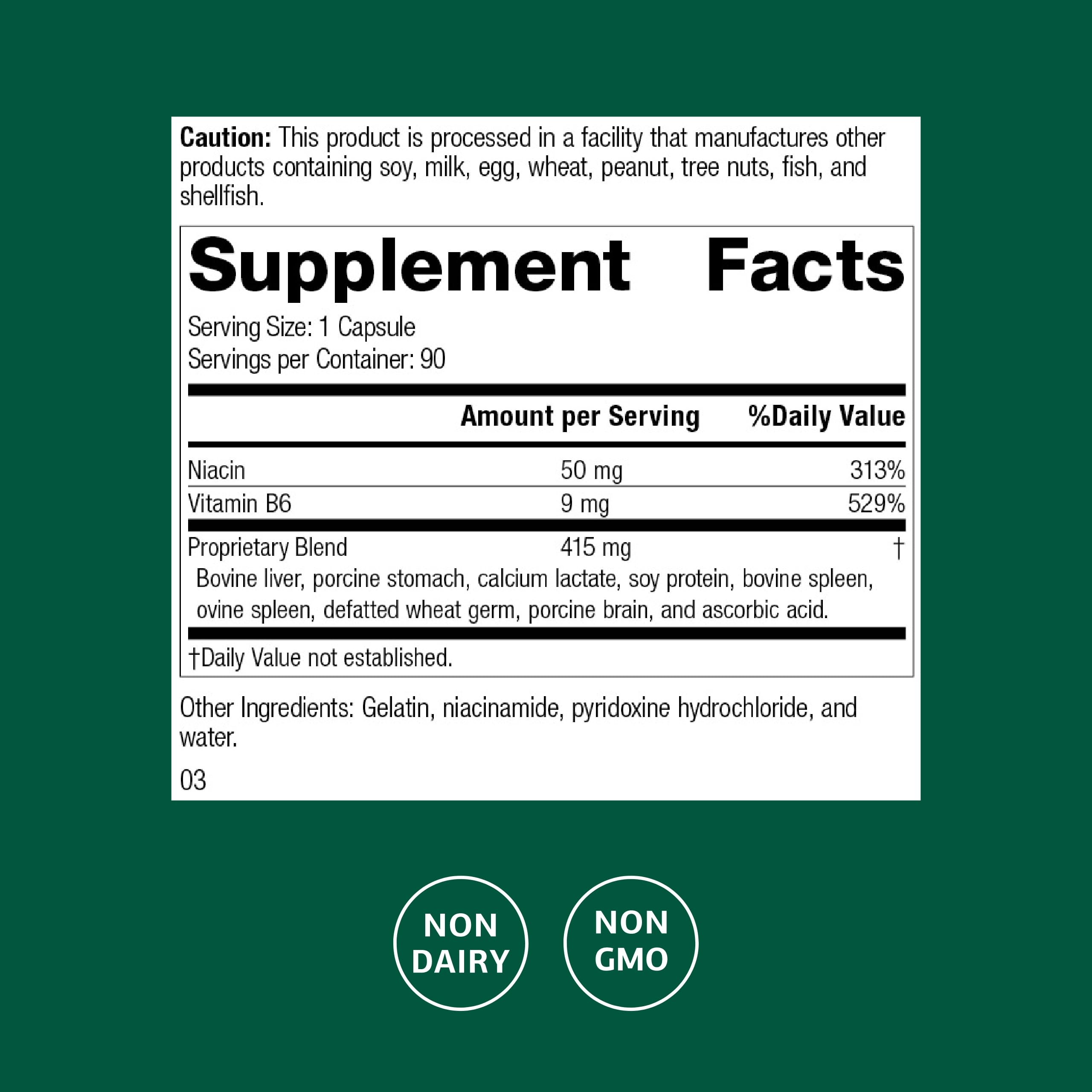 Standard Process Inc. B-Complex Supplement side view