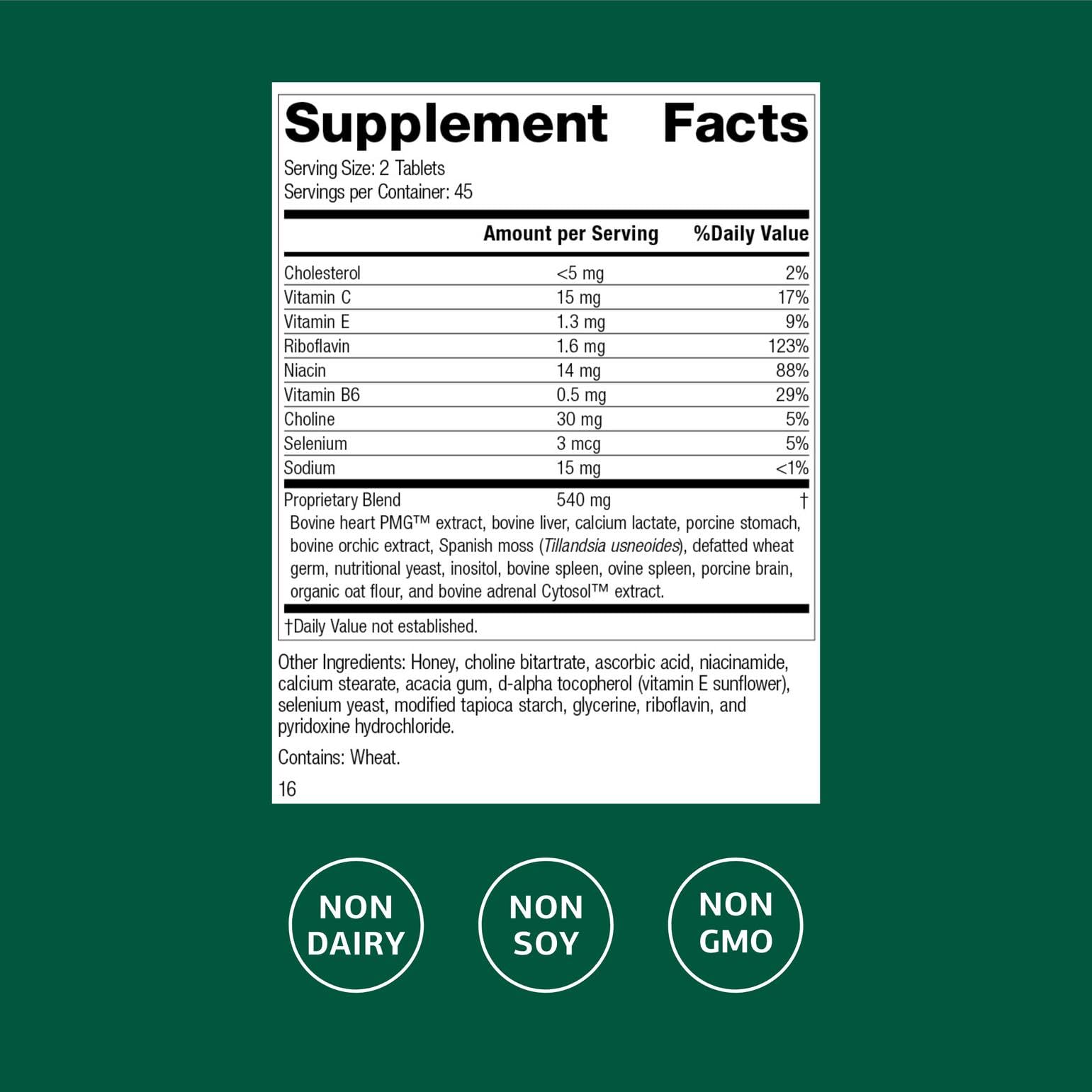 Standard Process Inc. Cardio-Plus supplement back view