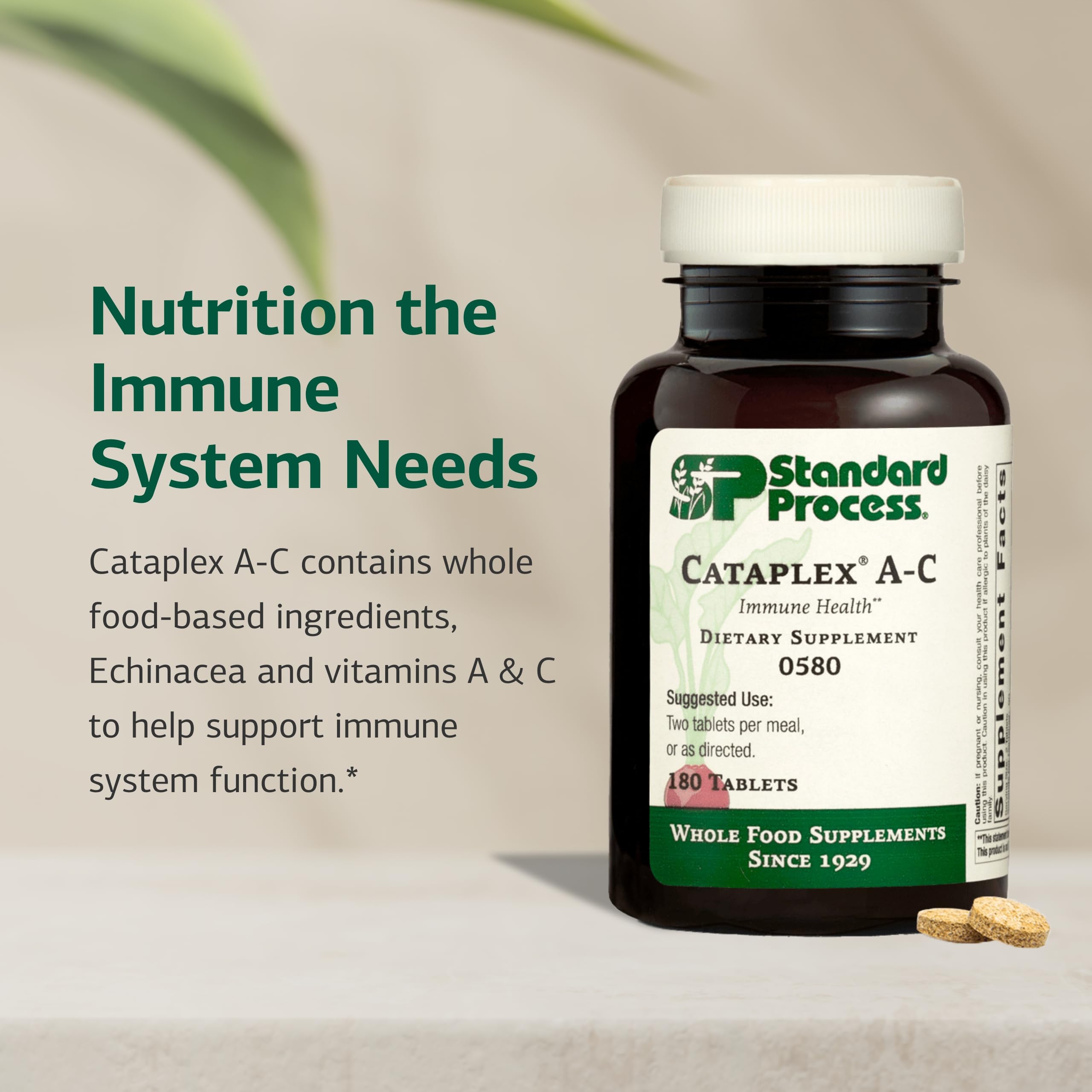 Standard Process Inc. Cataplex A-C Supplement side view showing product details