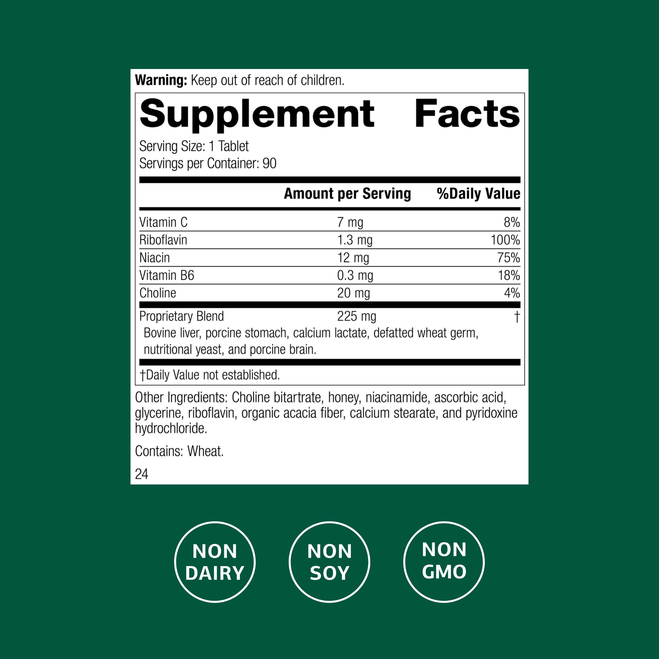 Standard Process Inc. Cataplex B2 Vitamin C Supplement side view