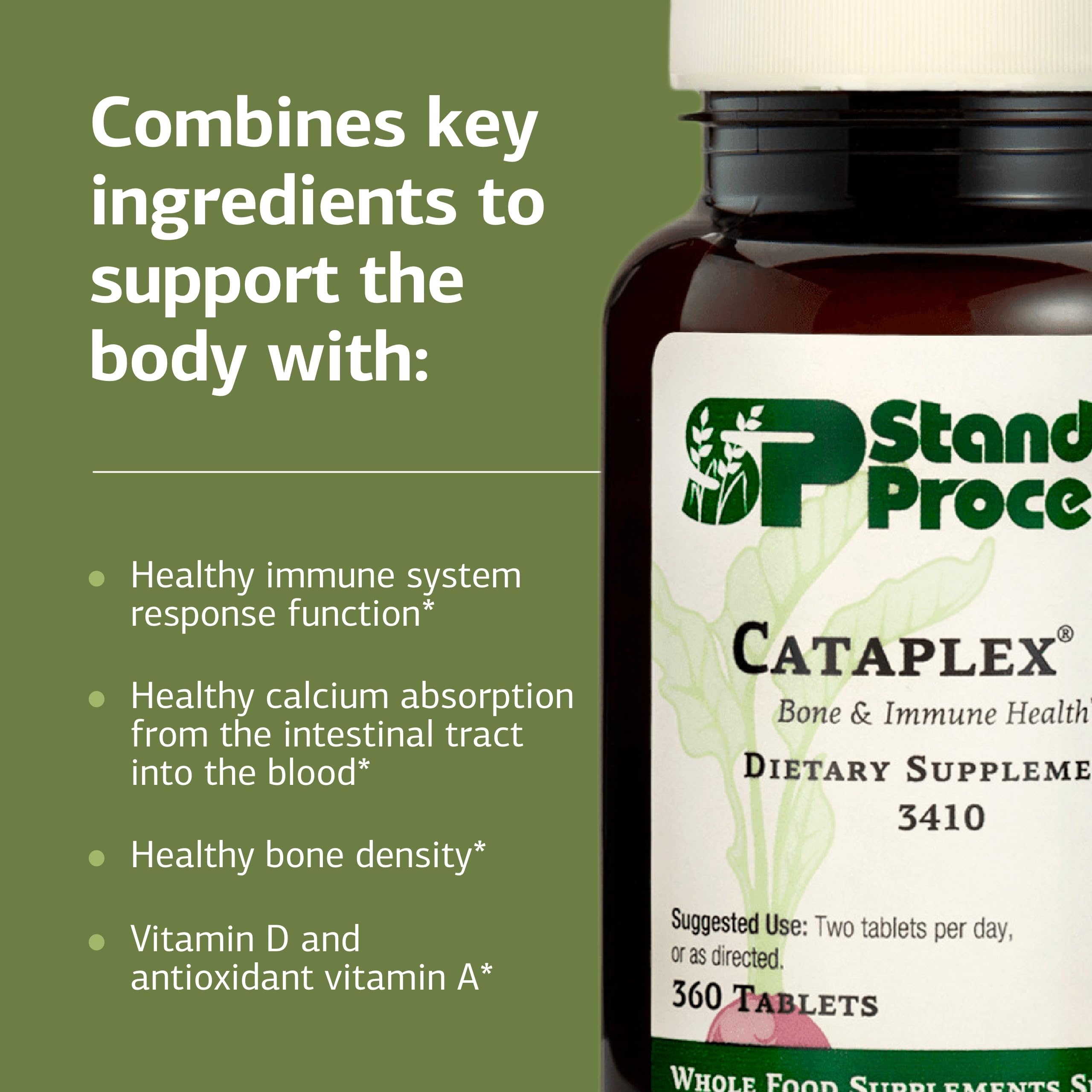 Standard Process Inc. Cataplex D supplement back view with dosage information