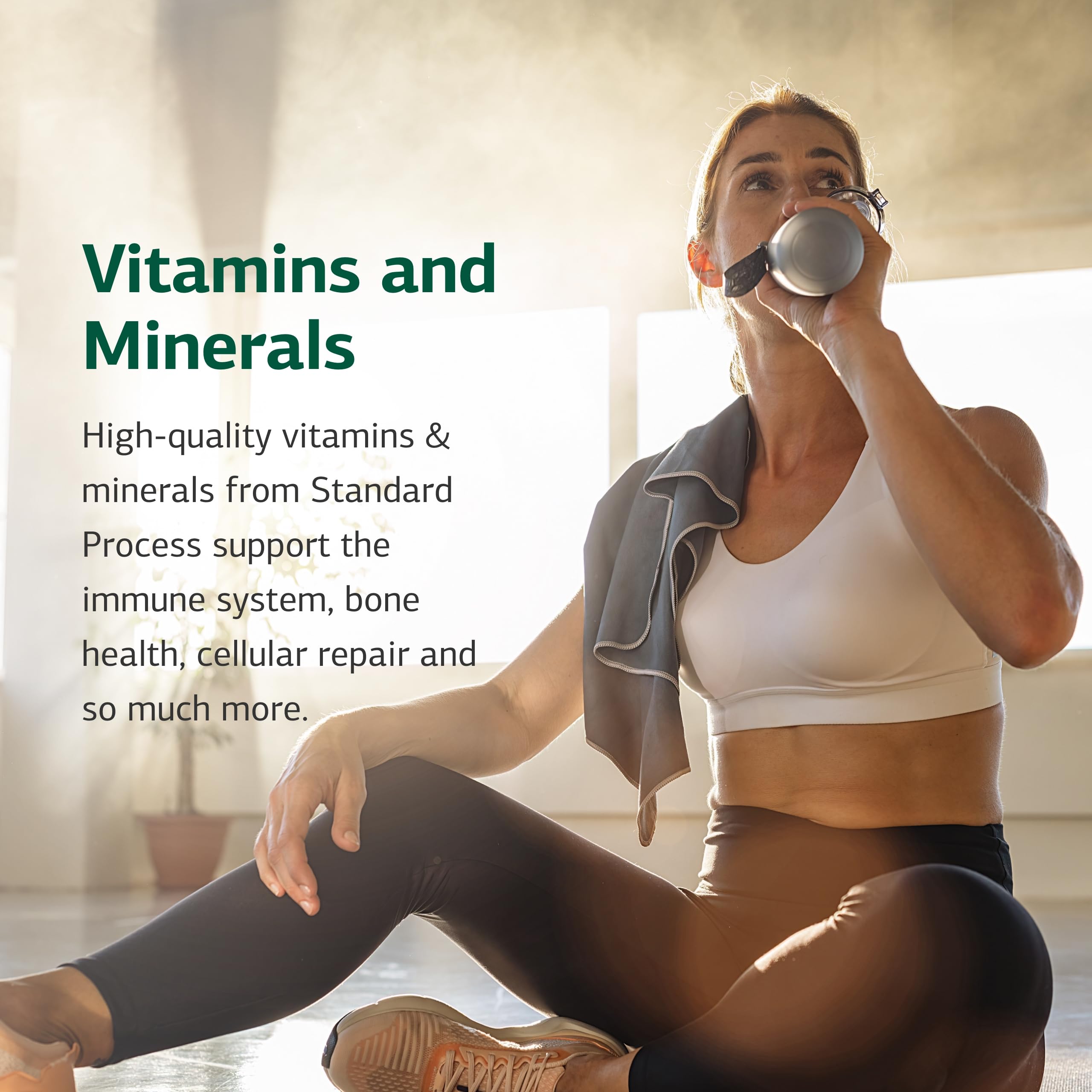 Standard Process Inc. Manganese B12 Supplement on a wooden table