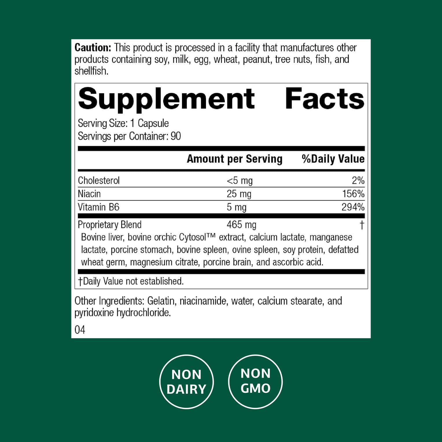 Standard Process Inc. Orchex supplement bottle with label details