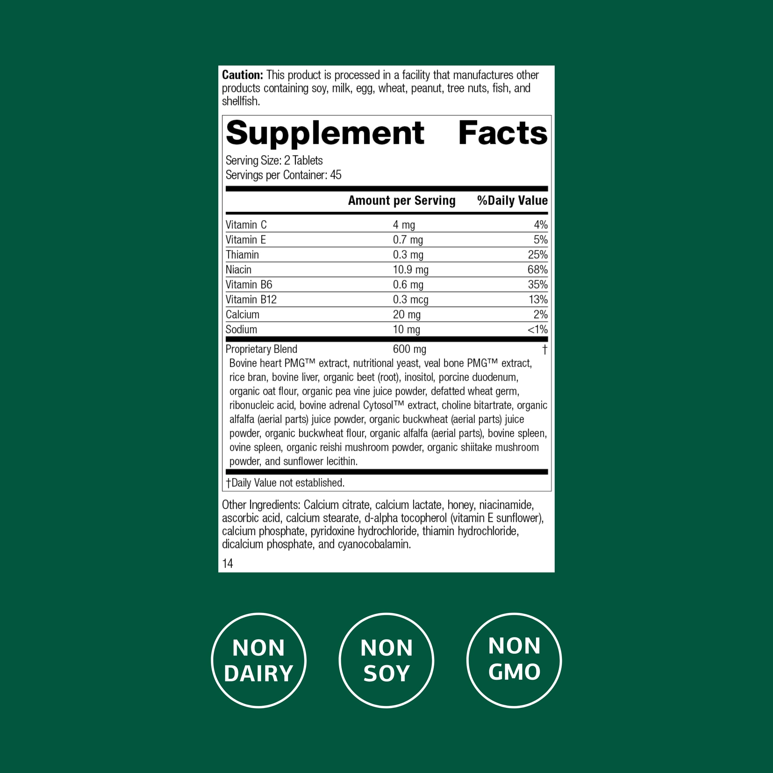 Standard Process Inc. Vasculin softgel supplement back view