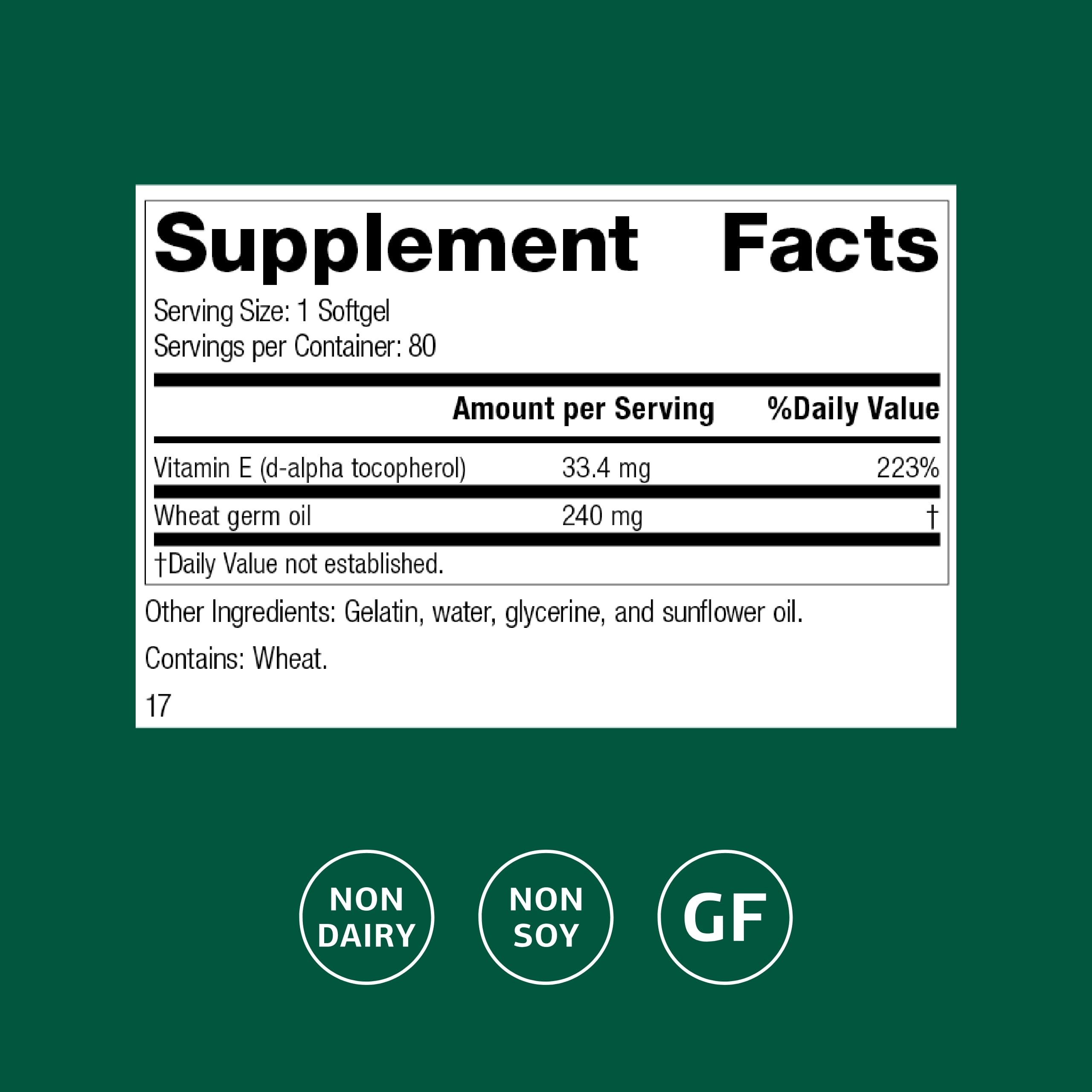 Standard Process Inc. Wheat Germ Oil Vitamin E Supplement side view