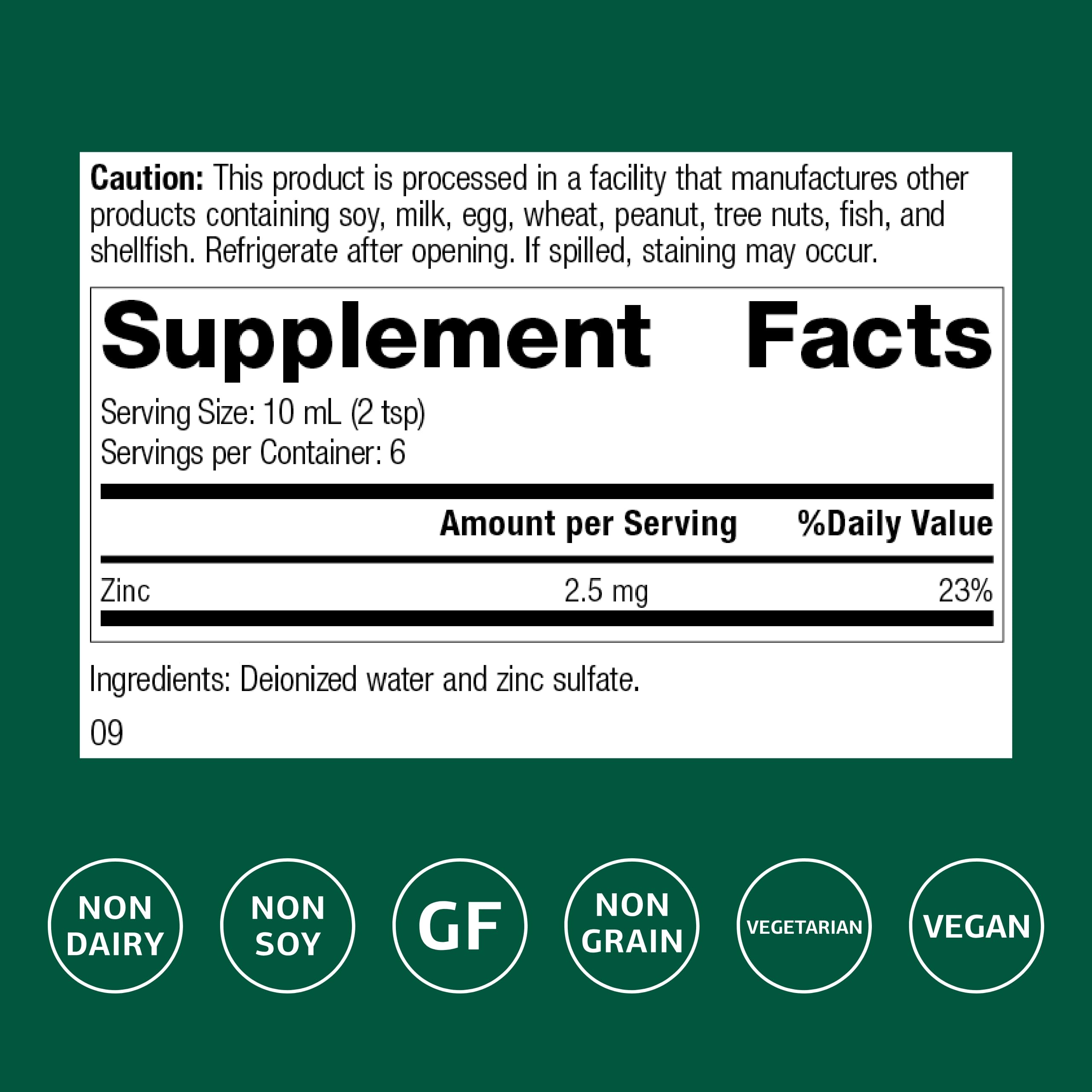 Standard Process Inc. Zinc Test packaging side view
