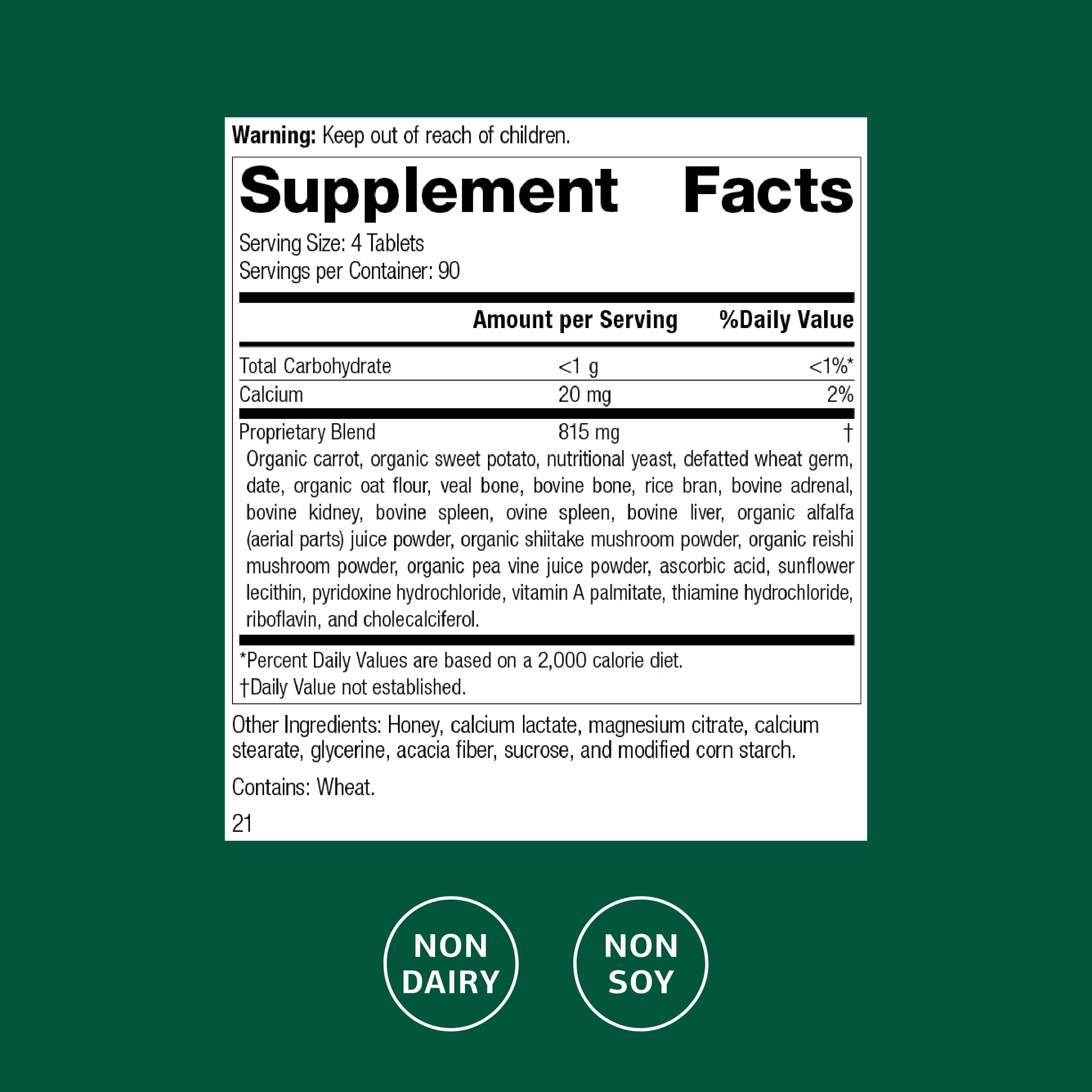 Standard Process Multi-Enzymes Supplement side view