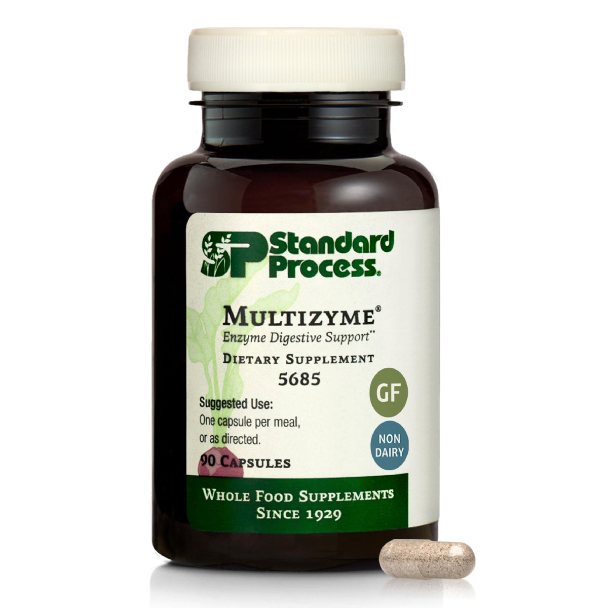 Standard Process Multizyme supplement front view with packaging