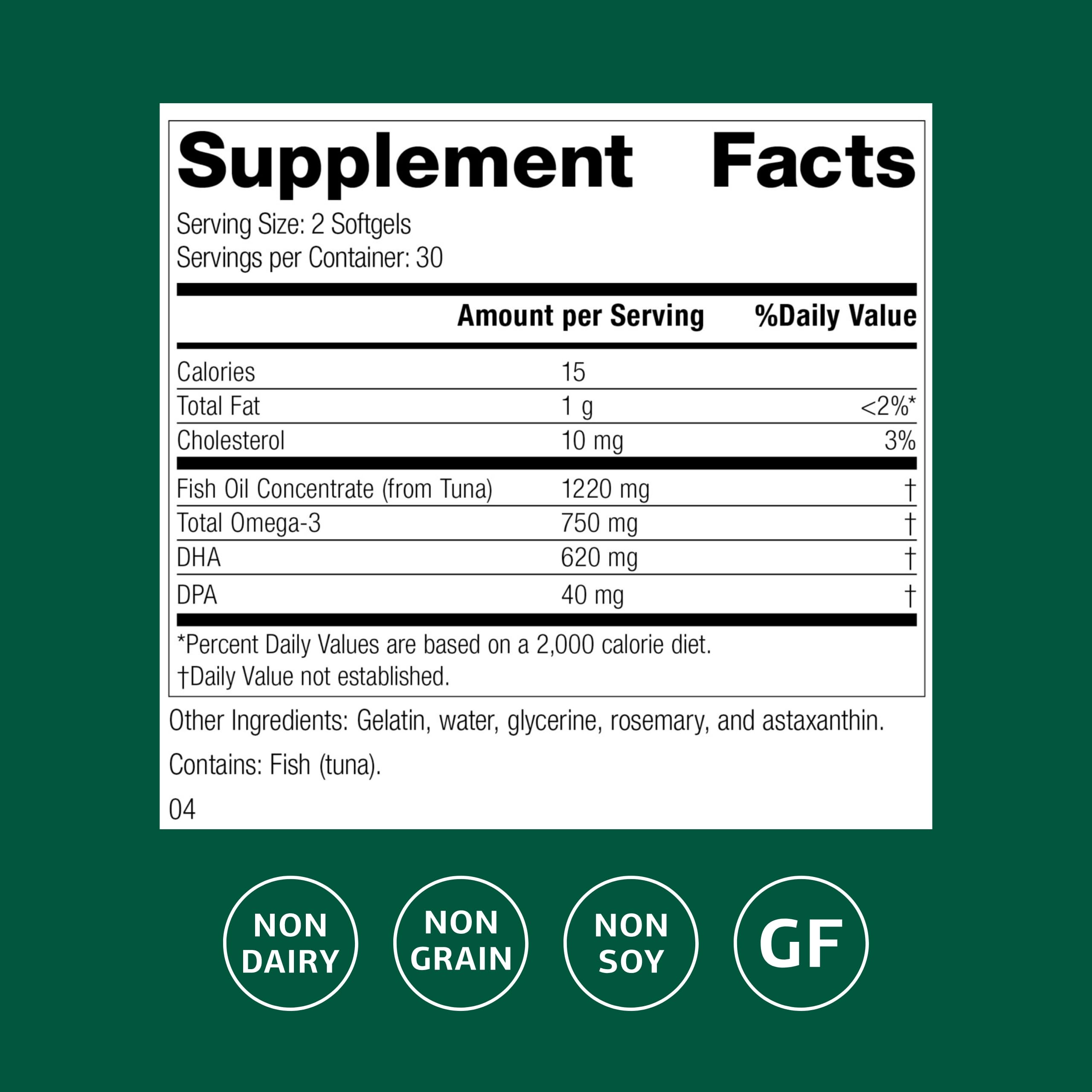 Standard Process Olprima DHA Omega-3 Supplement side view