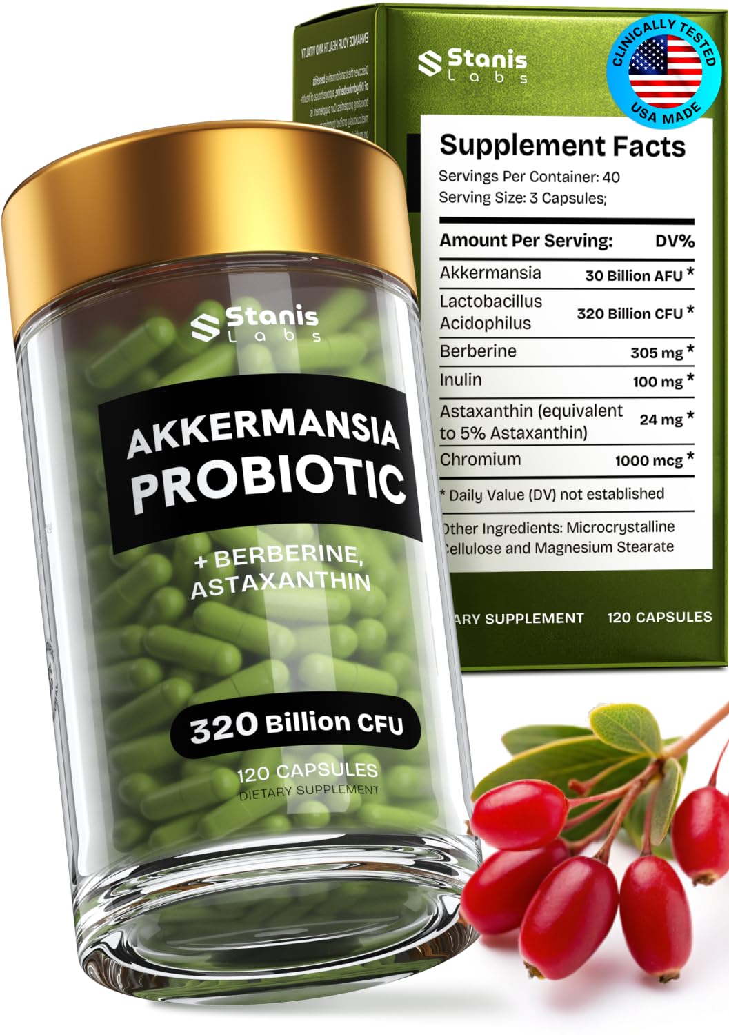 Stanis Labs Akkermansia Probiotic Supplement front view