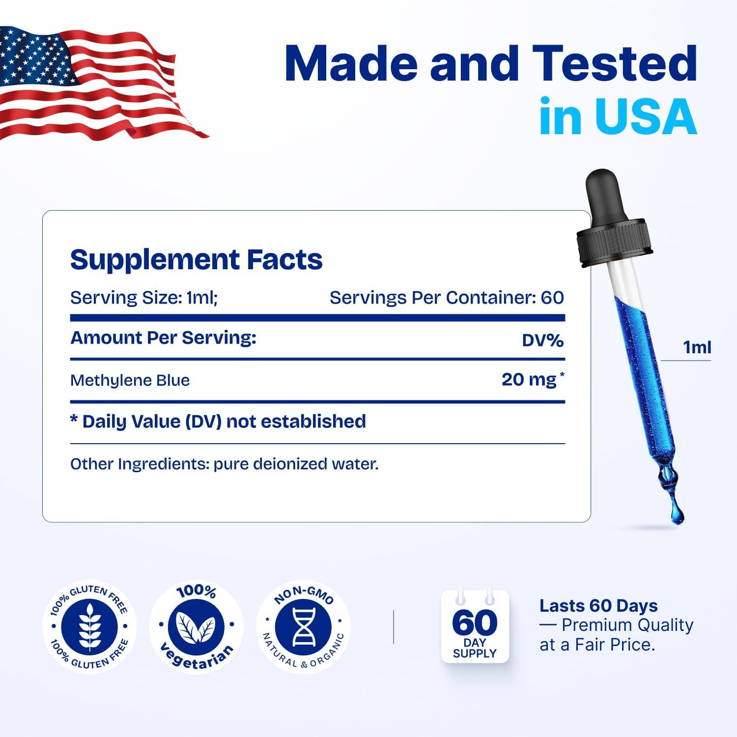 Stanis Labs Methylene Blue 2% Drops with measuring dropper
