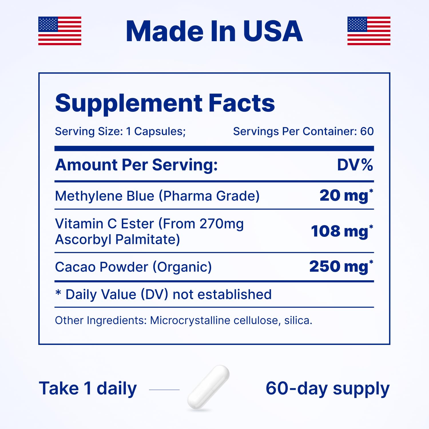 Stanis Labs Methylene Blue Capsules 2% with measuring scoop