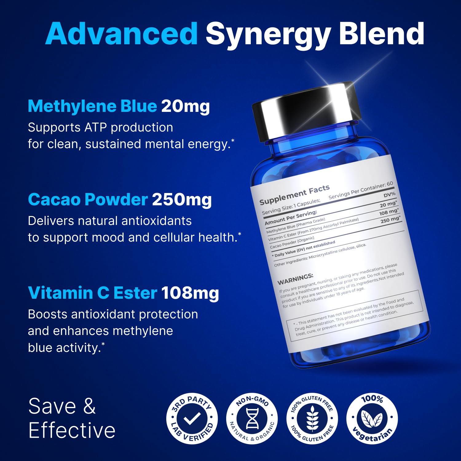 Stanis Labs Methylene Blue Capsules with dosage information