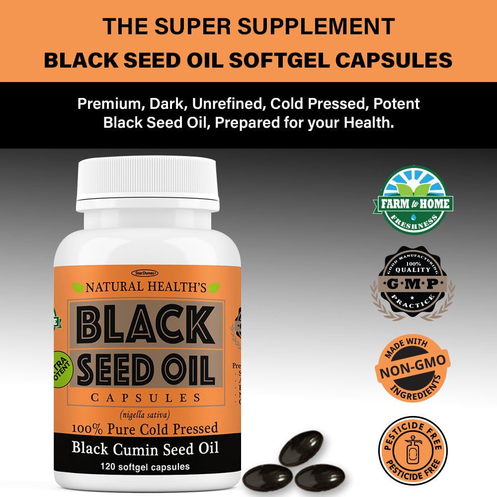 StarDunes Black Seed Oil Softgel Capsules close-up