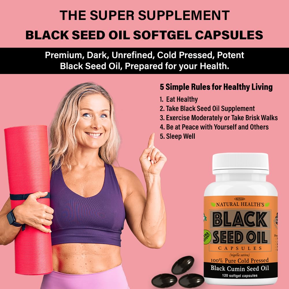 StarDunes Black Seed Oil Softgel Capsules with natural background
