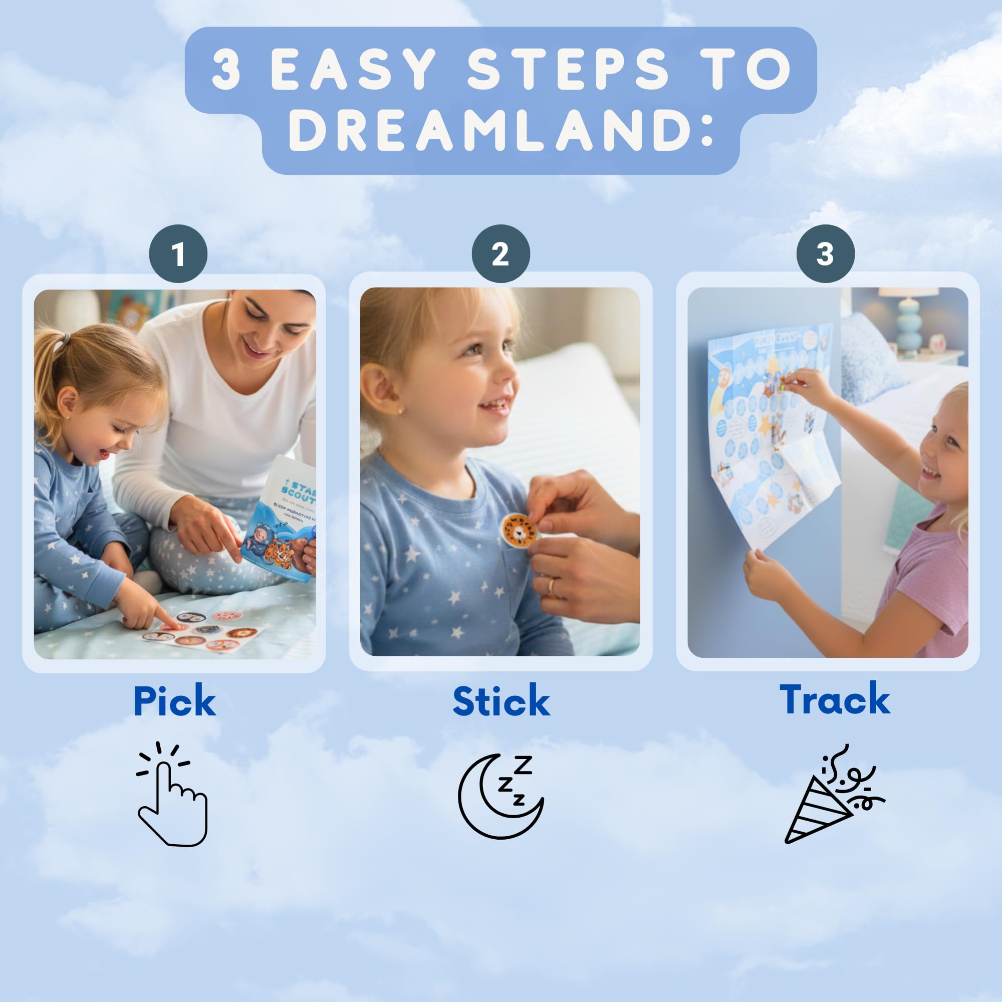 StarScouts Sleep Patches on a pillow in a child's bedroom