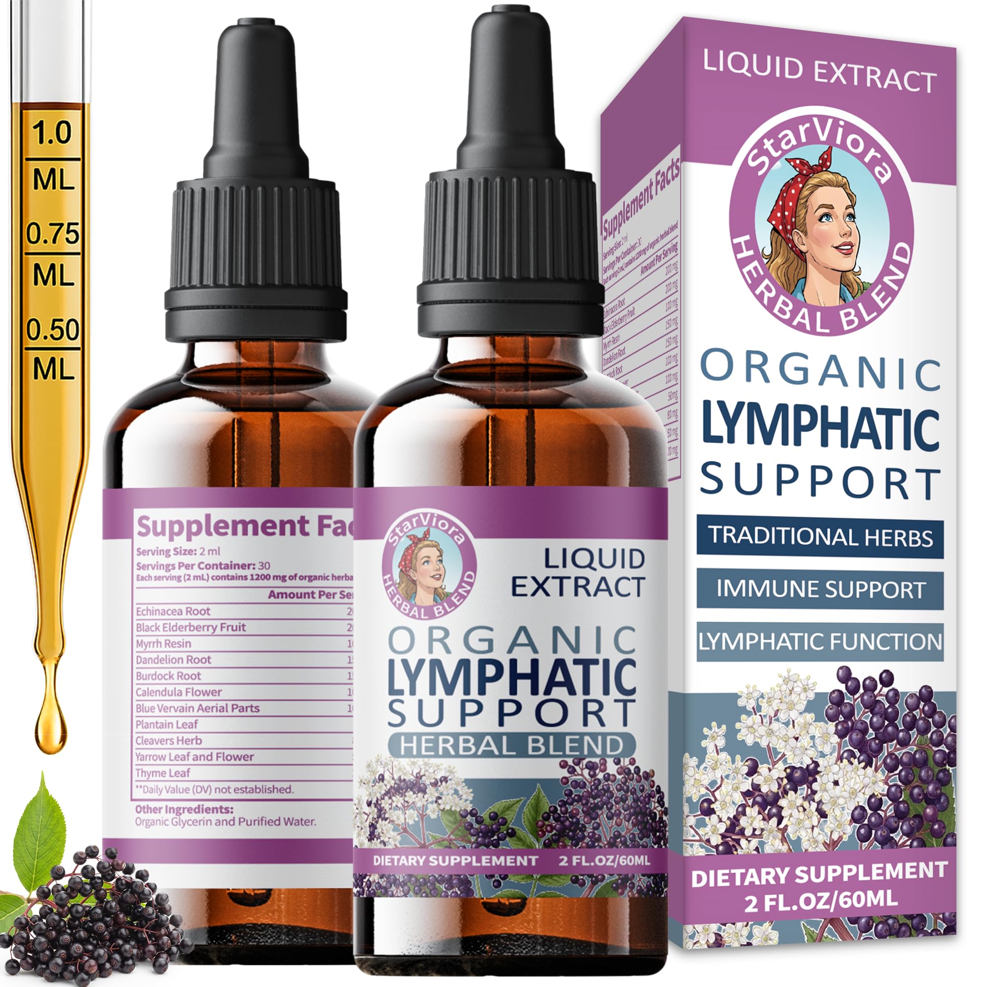 StarViora Lymphatic Support Drops 60 mL front view