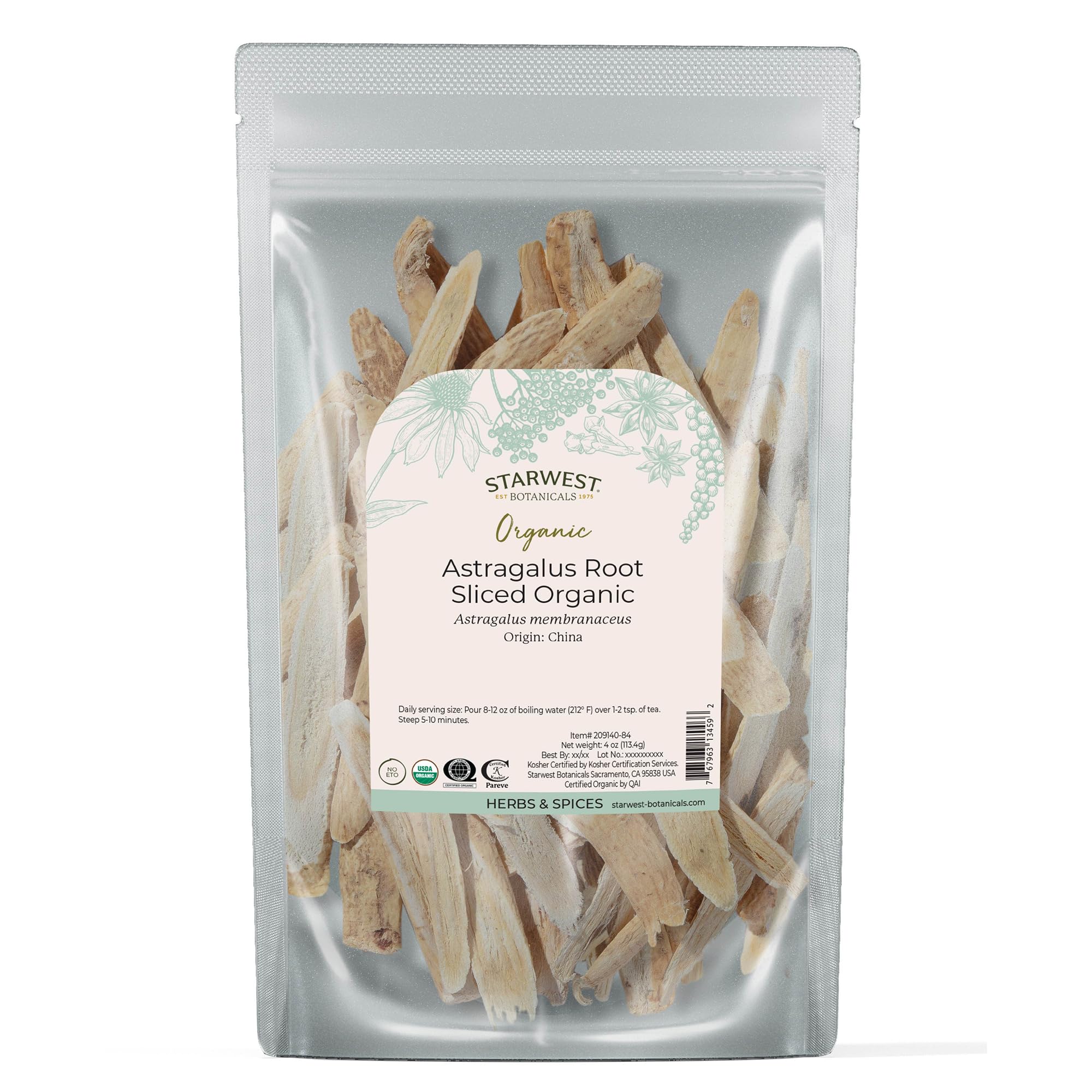 Starwest Botanicals Astragalus Root 132g front view