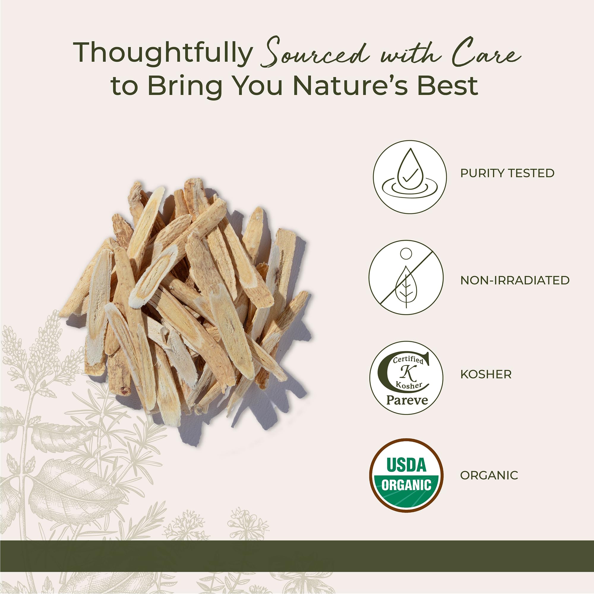 Starwest Botanicals Astragalus Root 132g in a bowl for culinary use