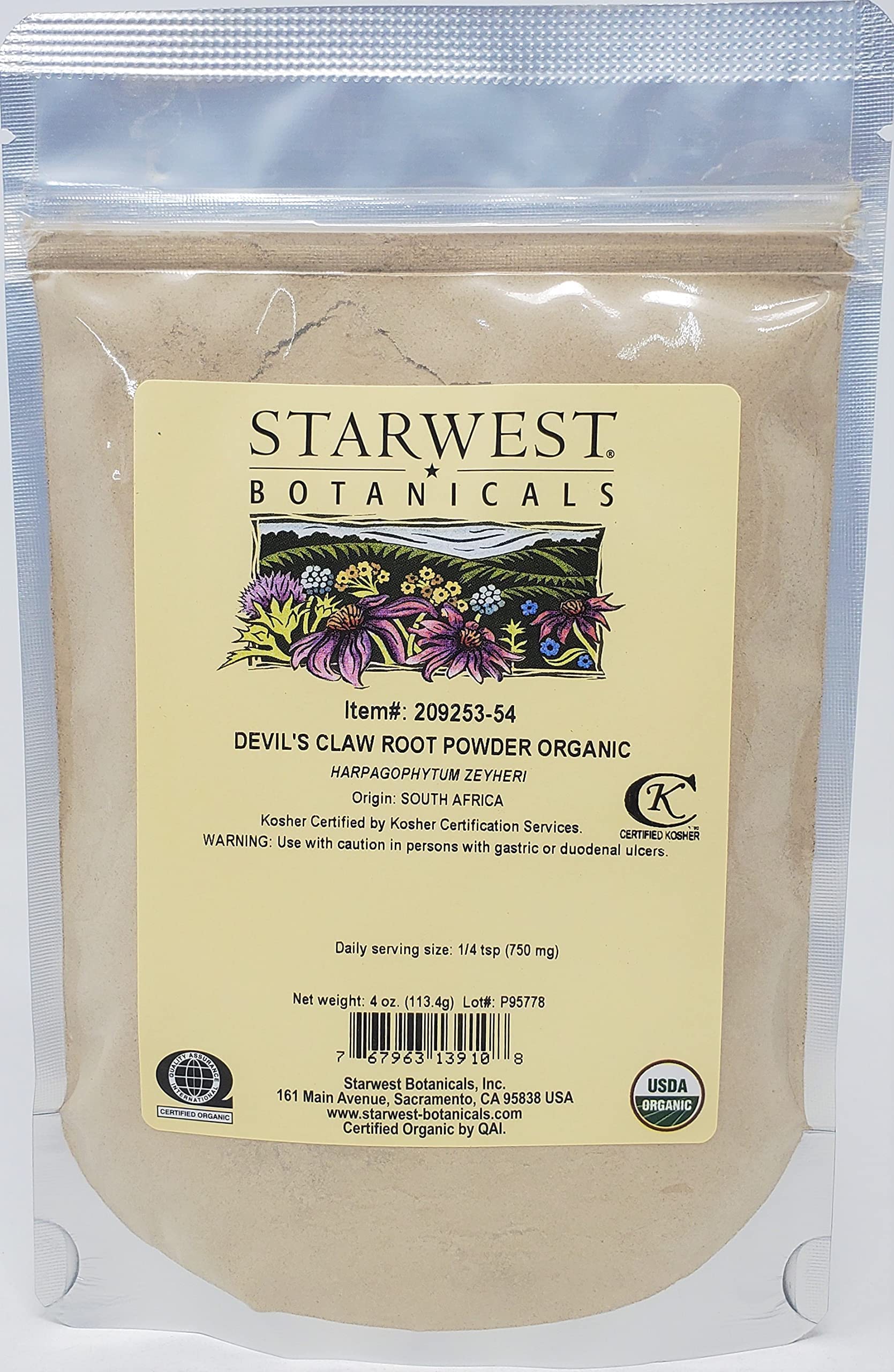 Starwest Botanicals Devil's Claw Root Powder 4oz front view
