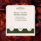 Starwest Botanicals Dried Red Reishi Mushrooms close-up of mushrooms