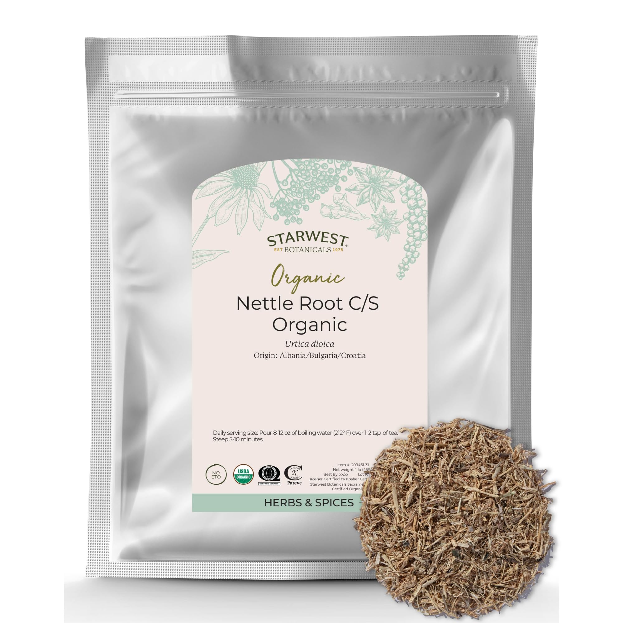 Starwest Botanicals Dried Stinging Nettle Root 454g front view