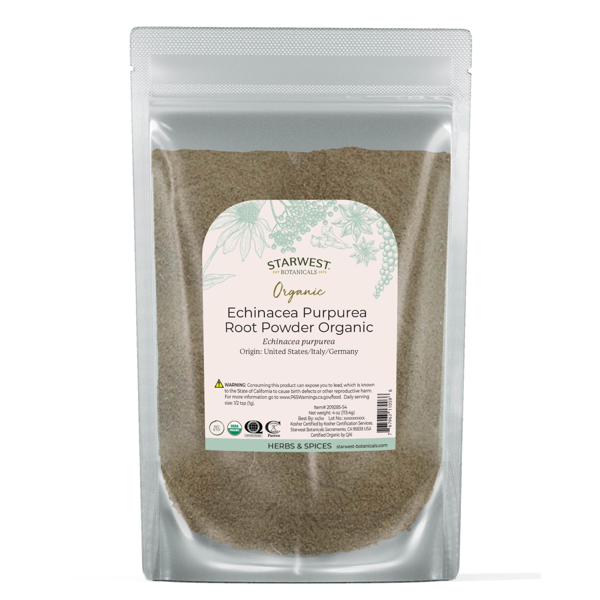 Starwest Botanicals Echinacea Purpurea 118g powder front view