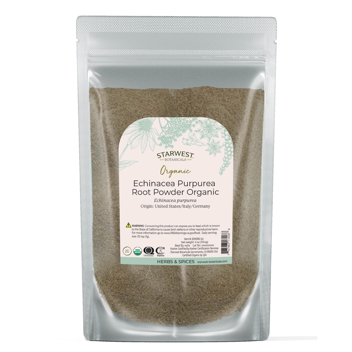 Starwest Botanicals Echinacea Purpurea 118g powder front view
