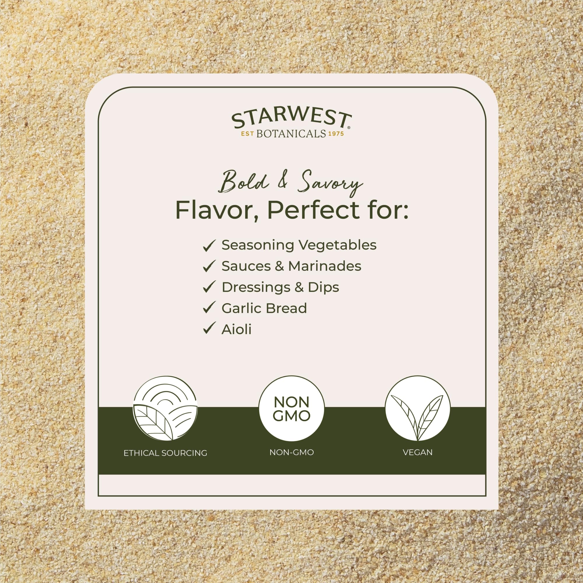Starwest Botanicals Garlic Granules close-up of granules