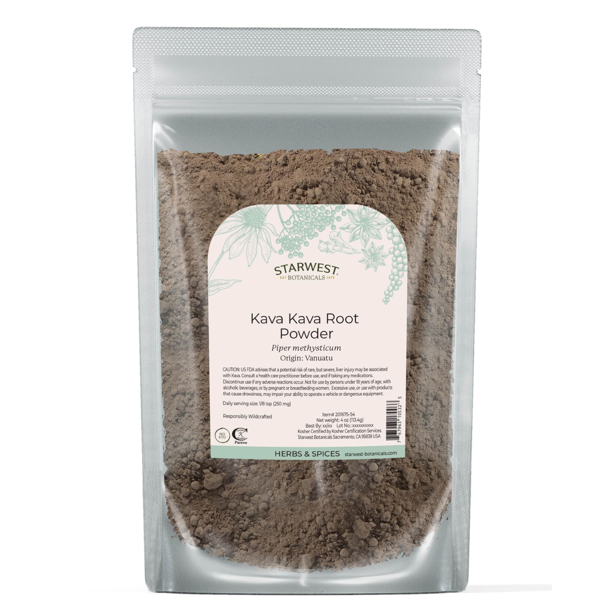 Starwest Botanicals Kava Kava Root 118g front view