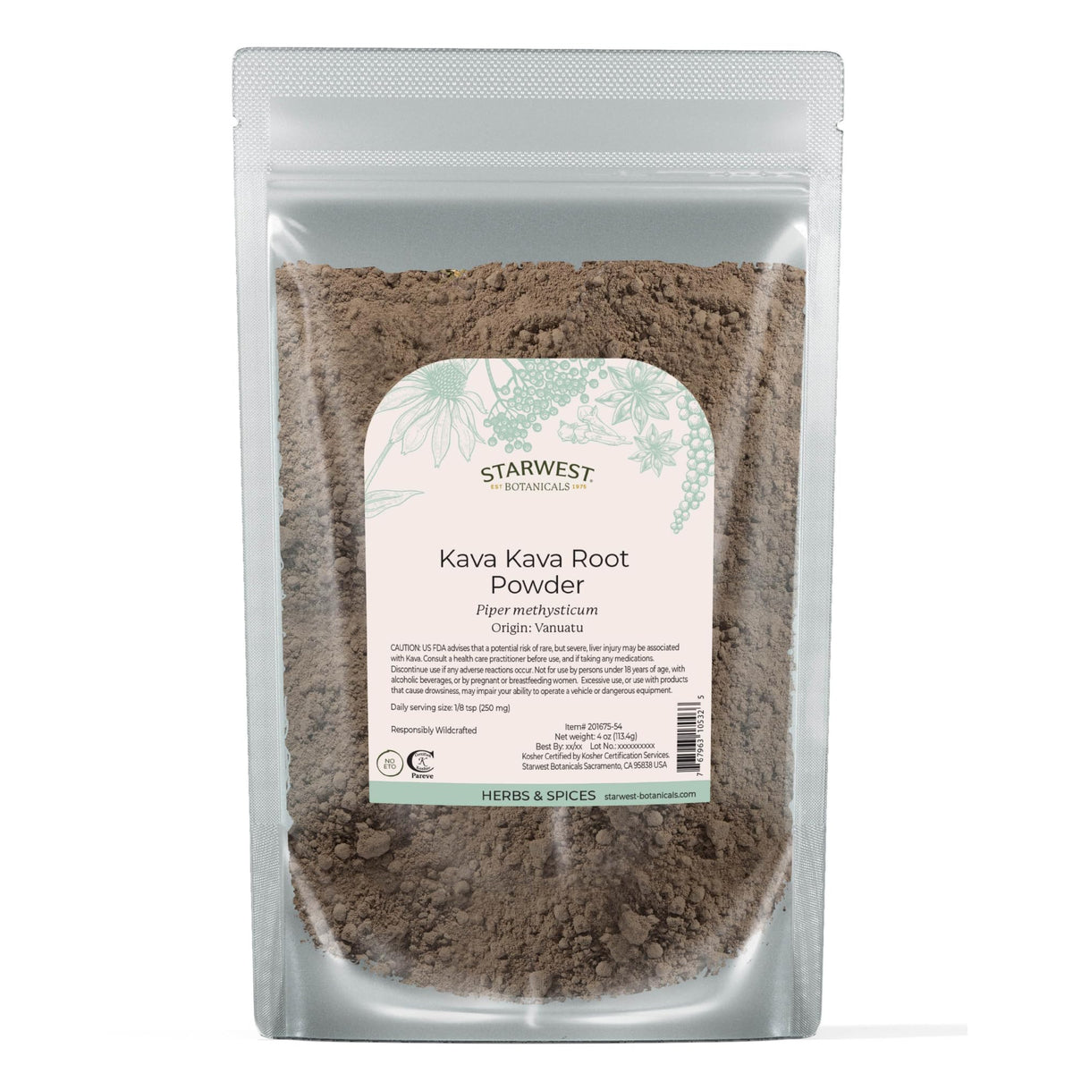 Starwest Botanicals Kava Kava Root 118g front view