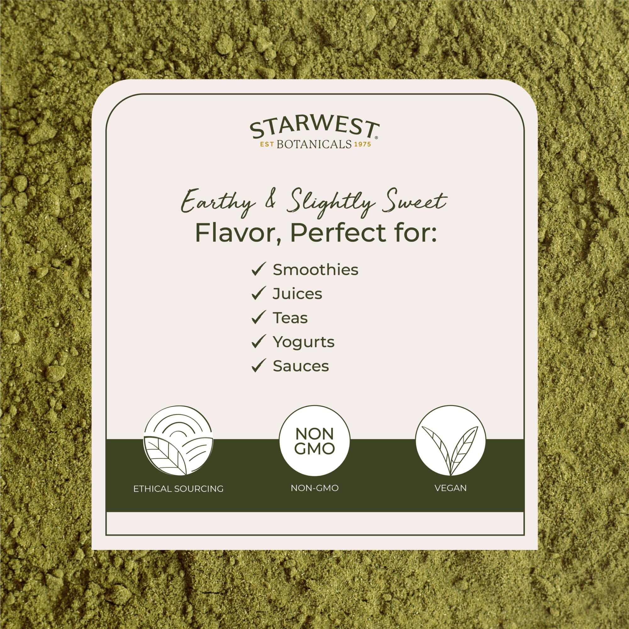 Starwest Botanicals Moringa Leaf Powder 454g side view