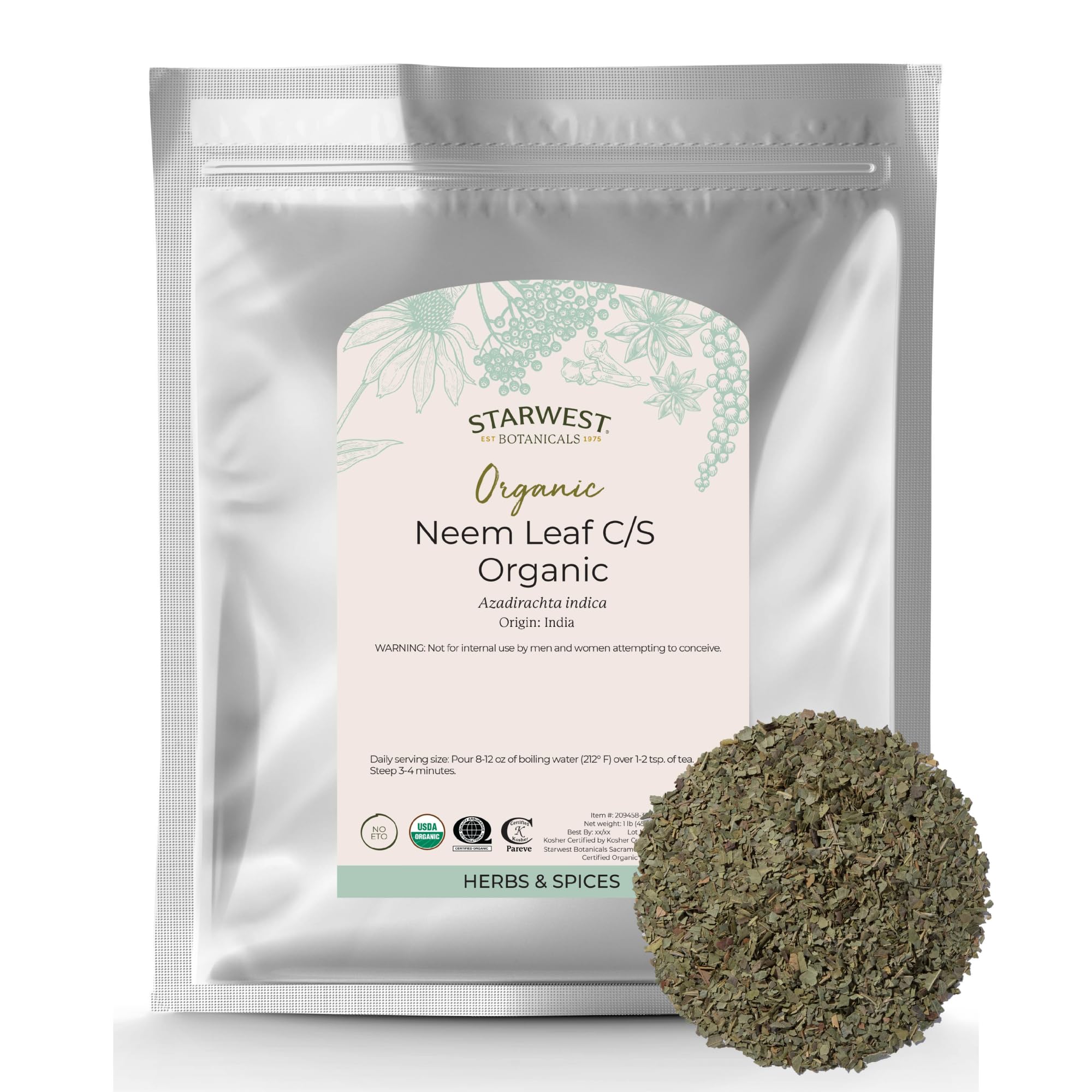 Starwest Botanicals Neem Leaf 472g front view packaging
