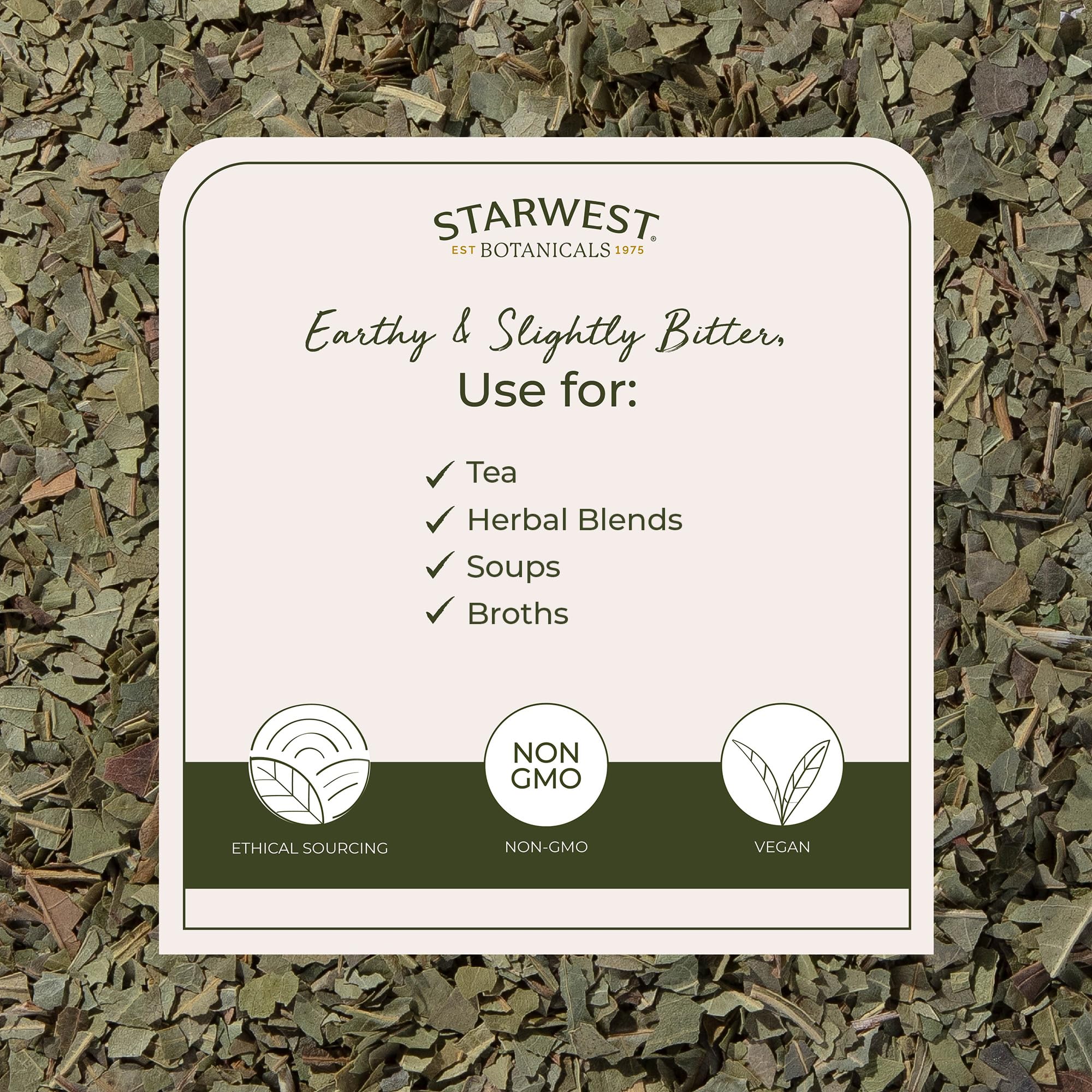 Starwest Botanicals Neem Leaf 472g side view showing nutrition facts