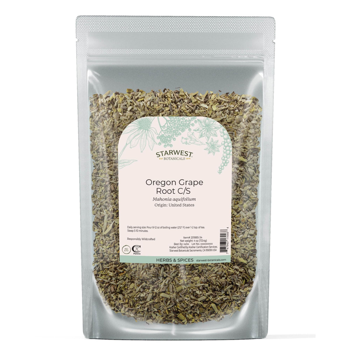 Starwest Botanicals Oregon Grape Root 113g front view