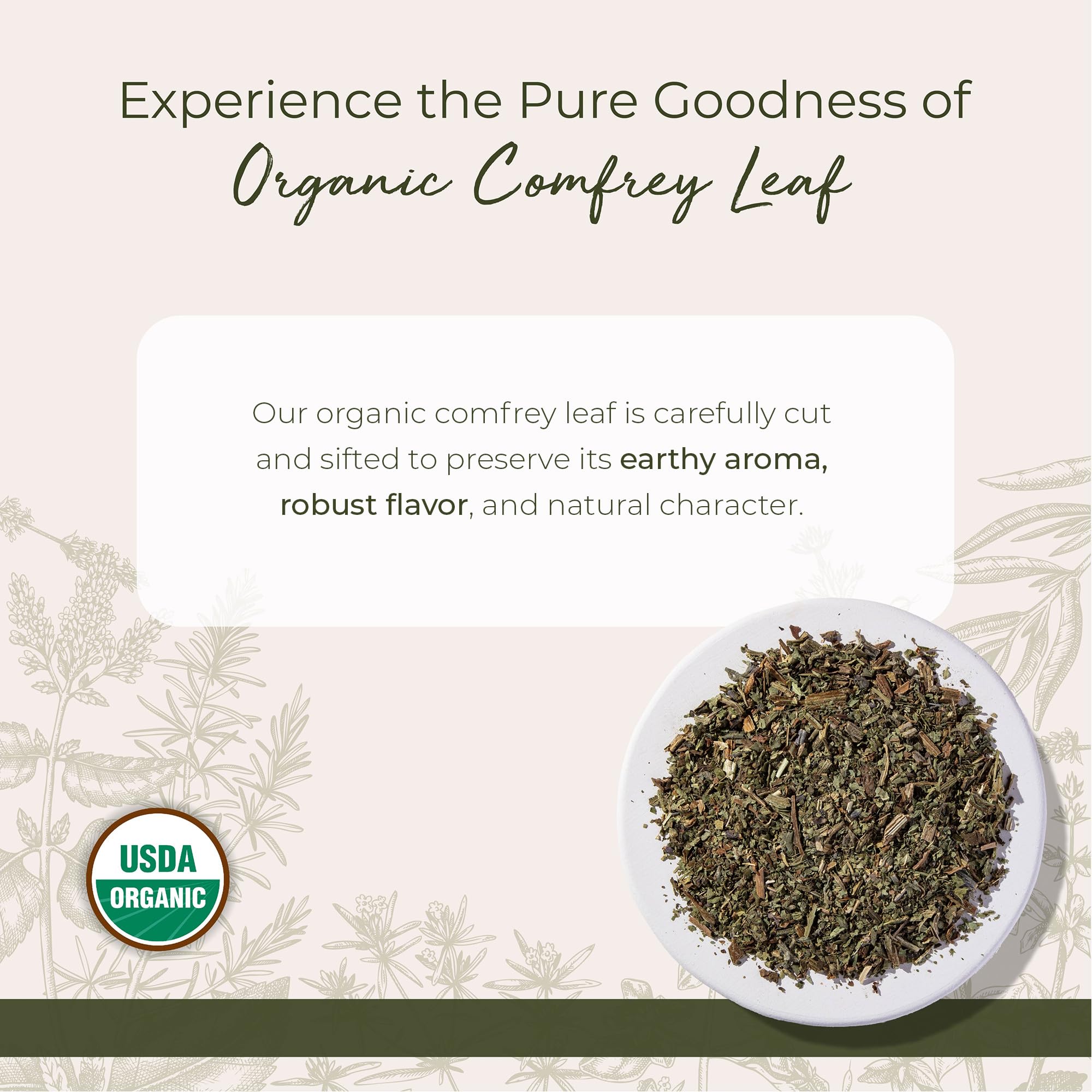 Starwest Botanicals Organic Comfrey Leaf packaging details