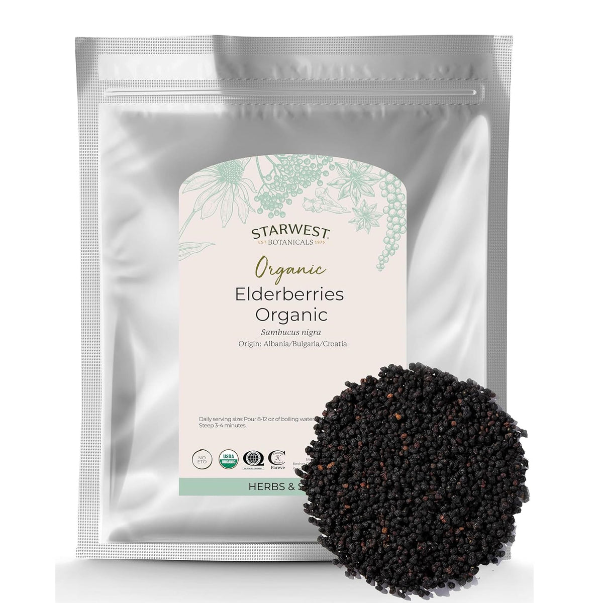 Starwest Botanicals Organic Elderberry 907g front view
