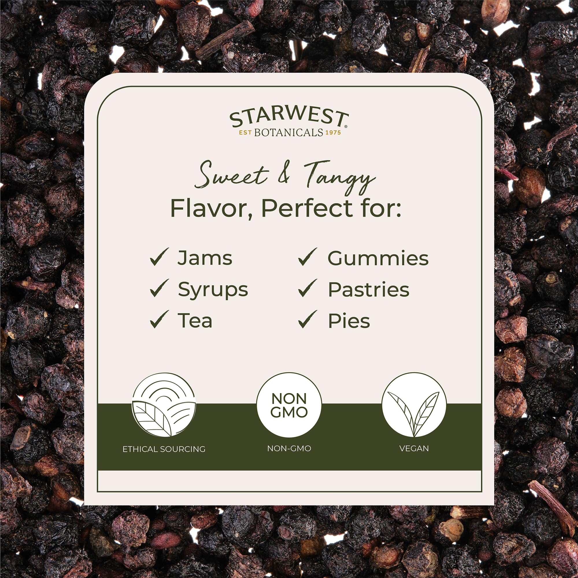 Starwest Botanicals Organic Elderberry dried fruit close-up