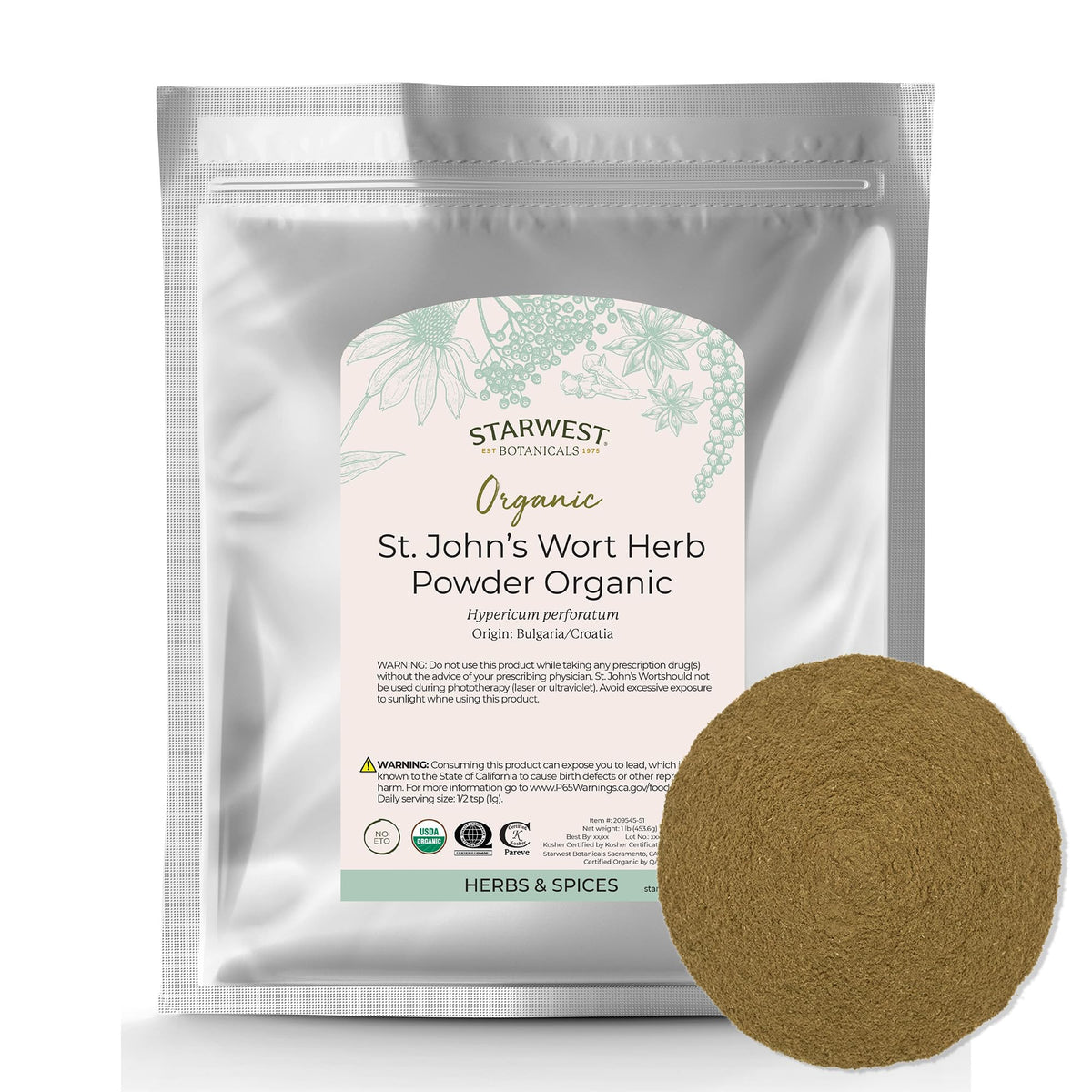 Starwest Botanicals St. John's Wort 454g front view