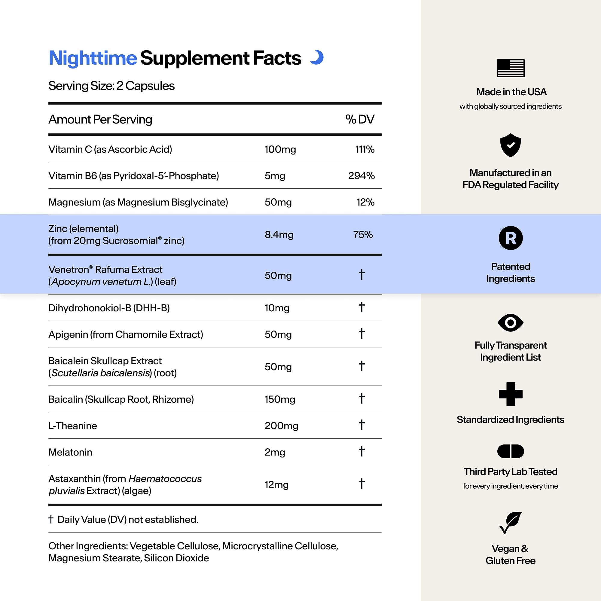 STASIS Nighttime Supplement bottle with evening setting