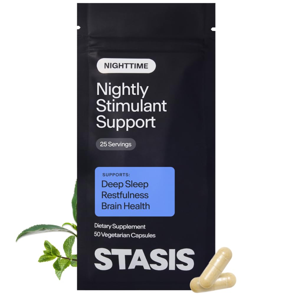 STASIS Nighttime Supplement front view with bottle design