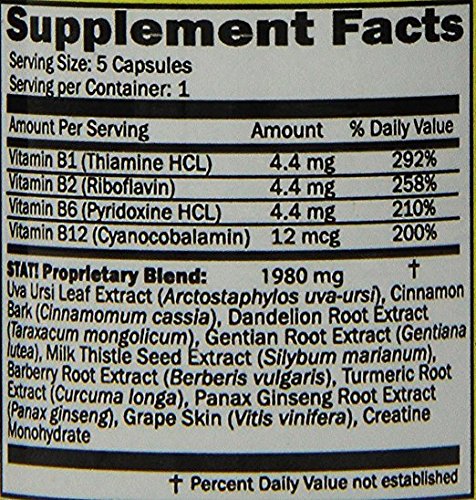 Stat Flush 5 Capsules side view showing dosage