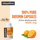 STAY ALIVE Diosmin Complex 1000mg Capsules bottle with label
