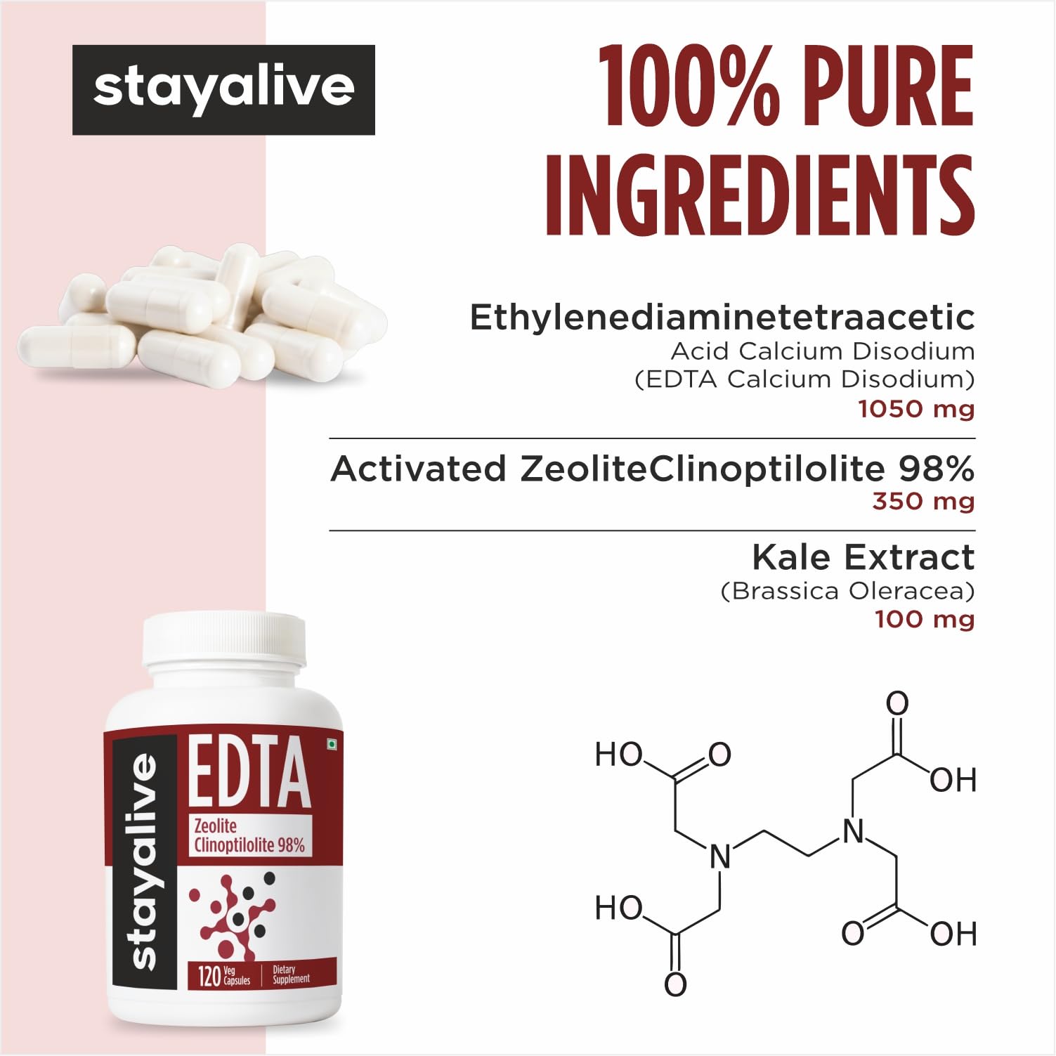 STAY ALIVE EDTA Capsules with kale extract and zeolite