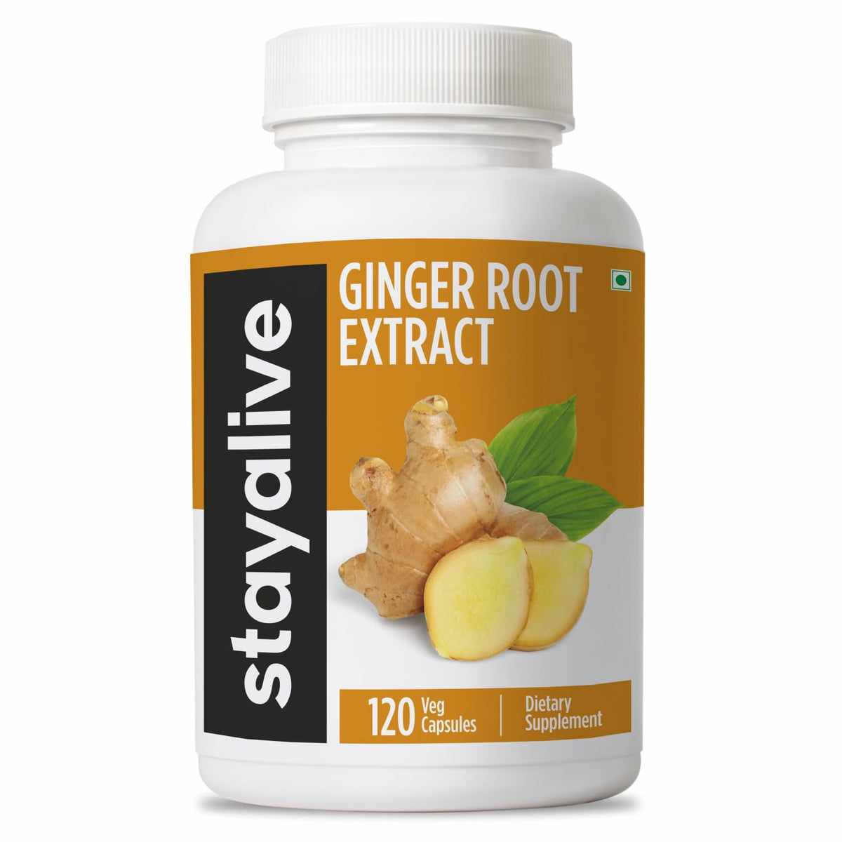 STAY ALIVE Ginger Root Capsules 1000mg front view of bottle
