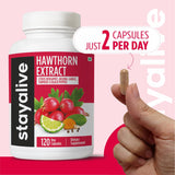 STAY ALIVE Hawthorne Berry Supplement lifestyle scene with fresh herbs