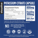 STAY ALIVE Potassium Citrate Supplement 800mg bottle side view