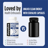 STAY ALIVE Potassium Citrate Supplement 800mg bottle with a measuring spoon
