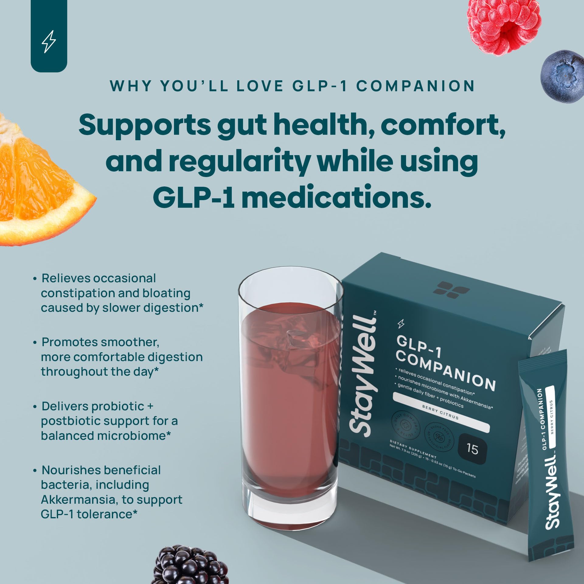 Stay-Well Naturals GLP-1 Companion Probiotic Drink Mix packaging