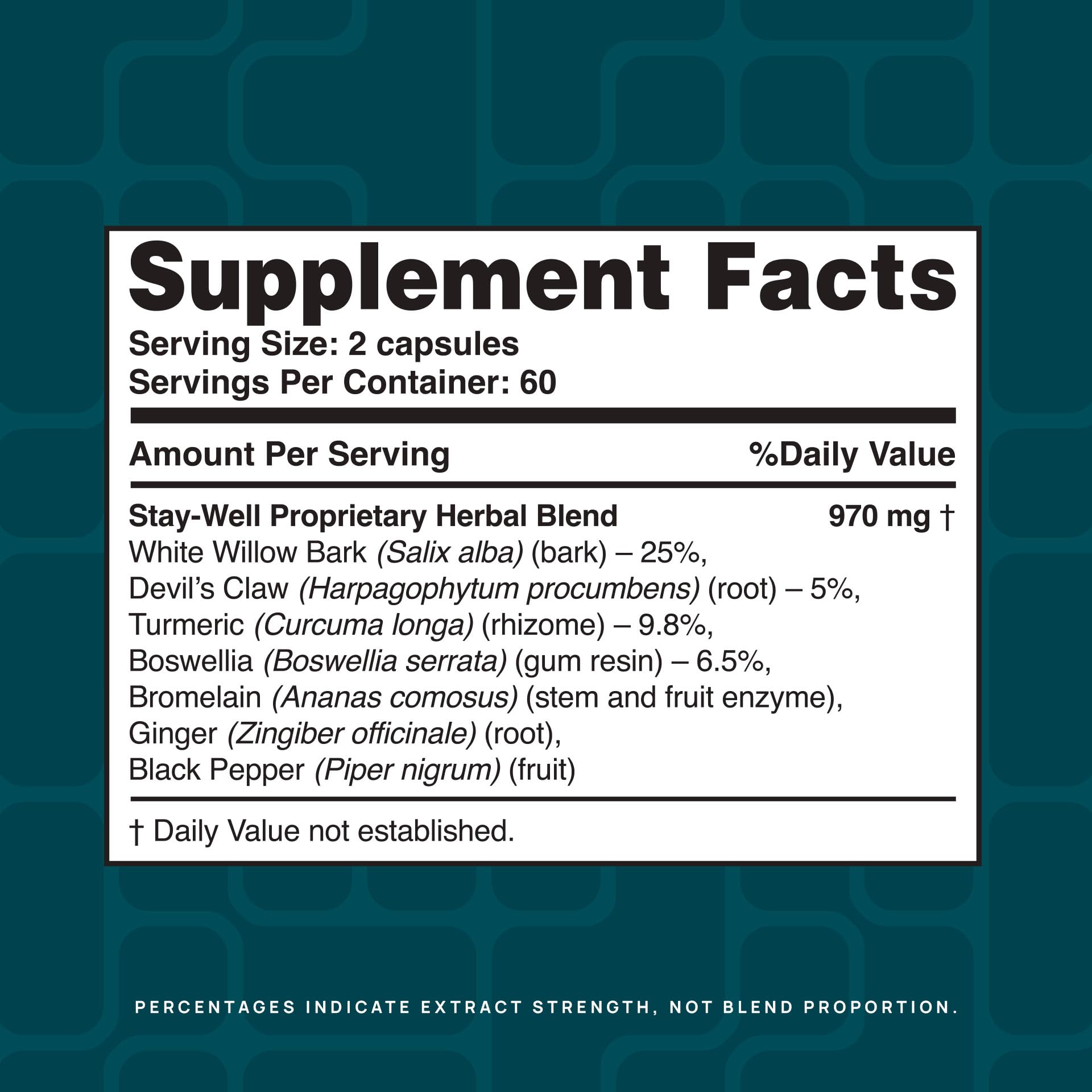 Stay-Well Naturals Turmeric Herbal Supplement 100g ingredients list